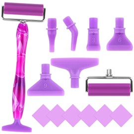 14 Pcs Diamond Art Pens Tools Set, 5D Diamond Painting Pens Kit with Metal Tip Roller and 6 Glue Clays, for Art Craft Nail, Purple