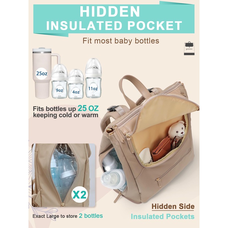 MOMINSIDE Diaper Bag Backpack - Large Baby Diaper Bag with