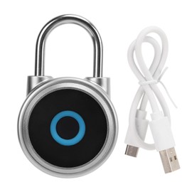 GS50F Smart Padlock IP65 Waterproof USB Charging Pure Fingerprint Luggage PadlockSilver