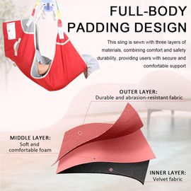 EZ Assistive Patient Lift Sling, Fully Body Lifting Sling with Twisted Fabric,500 lbs (Red and Gray, Large-Bi-Color red and Gray)