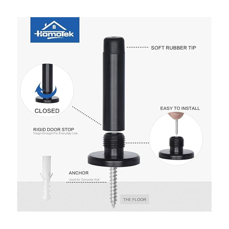 HOMOTEK 8 Pack Heavy Duty Solid Rigid Door Stops Bumper