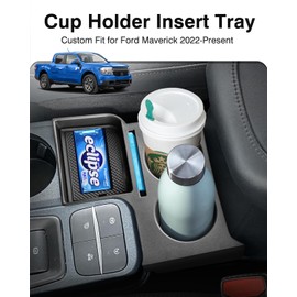 Karltys Maverick Cup Holder Insert Center Console Organizer for 2022 2023 2024 2025 Ford Maverick Accessories, Car Front Seat Armrest Storage Box for Maverick Multi-Functional Drink Cup Holder Tray
