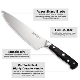 KEEMAKE Kitchen Knife Set 6pcs - Professional Knife Set without Block with German High Carbon Stainless Steel Chef Knife Set for Kitchen with Ergonomic Black Handle Sharp Kitchen Knives