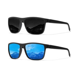Ninesun Classic Square Sunglasses for Men and Women Lightweight Polarized Drivers Sunglasses with UV Protection H1, Black/blue