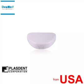 PLASDENT Mini Retainer Box-WHITE, Plastic with Hinged Lid, 3in W x 2-1/2i 423561