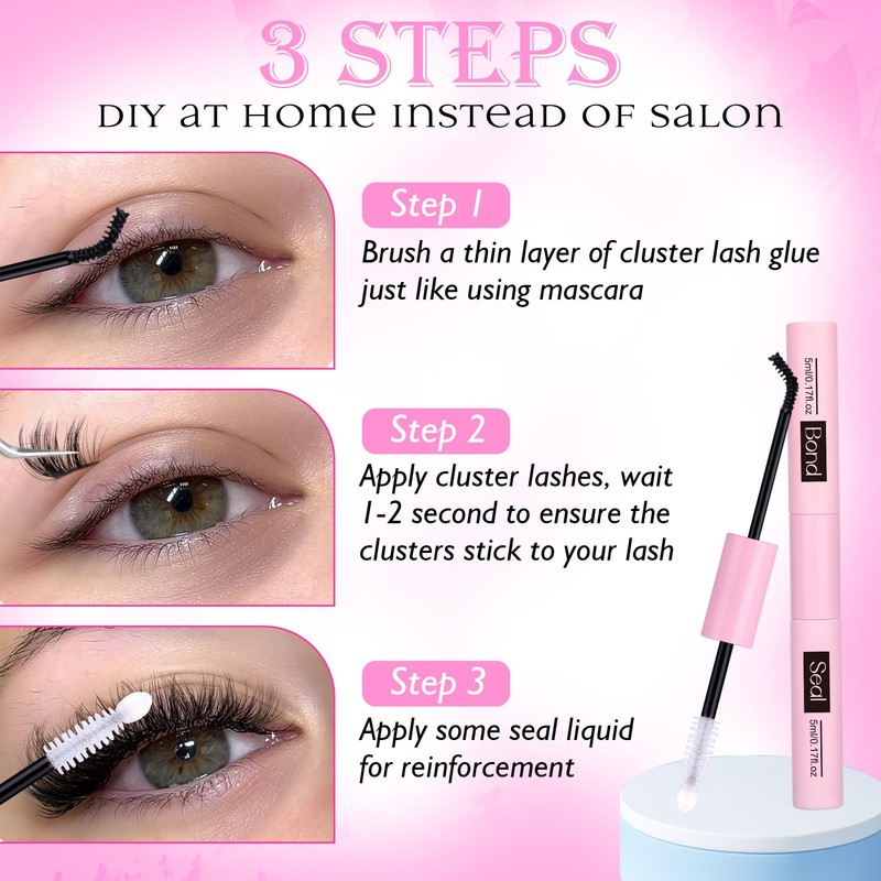 Bond and Seal Lash Glue for Eyelash Clusters Strong Hold