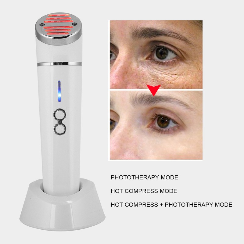 Portable Photon Red Blue Light Facial Hot Compress Massage Anti