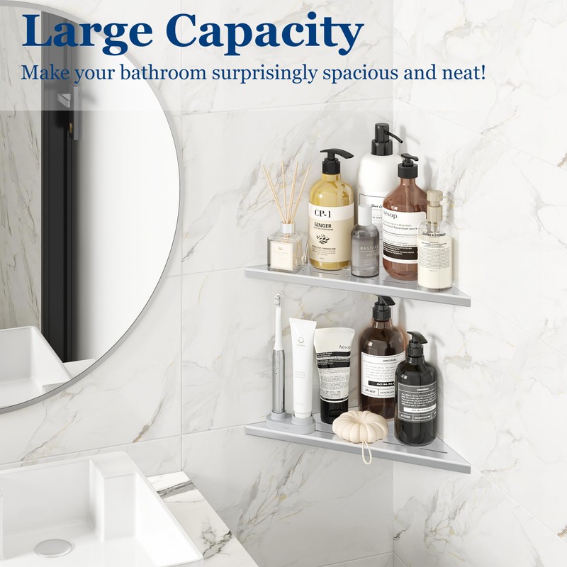 Qeke Corner Shower Shelves, 10” Recessed Tile Shower Shelf, 304