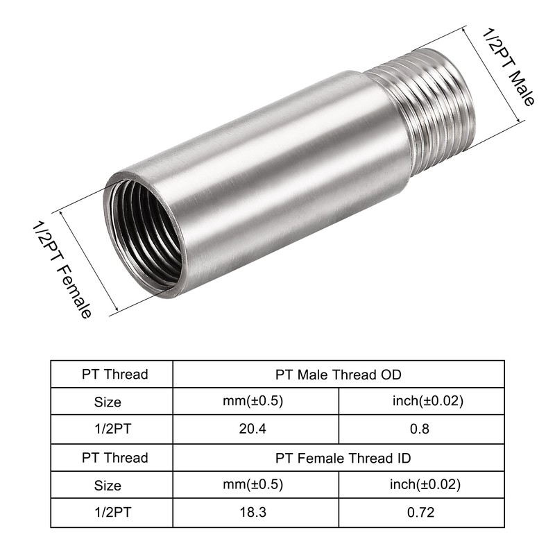 uxcell Shower Head Extension Arm Stainless Steel 1/2PT Male to