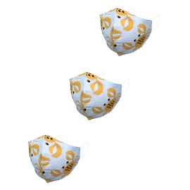 3 Pack Kids Cloth Face Mask with Nose Wire, Adjustable Ear Loops (3Pieces of Yellow Crab (Print))