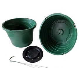 Hanging Basket, 12" W/Wire Hanger, Green Planter Garden Fence Balcony