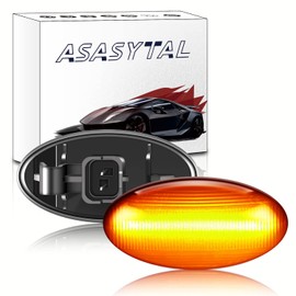 Asasytal Dynamic LED Side Indicator, 12V 18 SMD Amber Turn Signal Light With Canbus Black Smoke Lens for 107 108 206 301 307 407 607 Restyling Ci-troen C1 C2 C3 C4 C5 Xsara Jumpy Dispatch, 2 Lamps