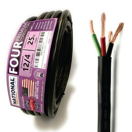NATIONAL Wire&Cable - 12 Gauge 4 Conductors Premium Electrical Wire - Made in USA - 12 AWG Wire Stranded PVC Cord Copper Cable 25 Ft. Indoor and Outdoor Lighting Automotive Battery
