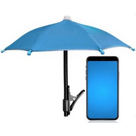 Mobile phone umbrella - outdoor phone sunshade clip type, suitable for outdoor activities, preventing sunlight and glare, universal for all smartphones (蓝色)