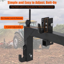 3 Point Quick Hitch with 2-Inch Receiver Hitch & 5-Level Adjustable Bolt,3000 LBS Lifting Capacity,Compatible with Category 1 Tractors and Category 1 & 2 Attachments