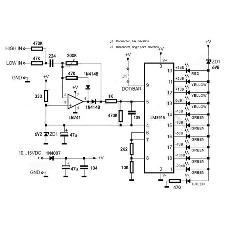 LED AudioLevel Display Module, LM3915 LED Audio Display, DIY VU