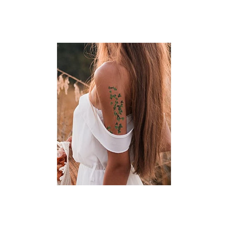 Large temporary tattoo of a green ivy leaf vine 19.5