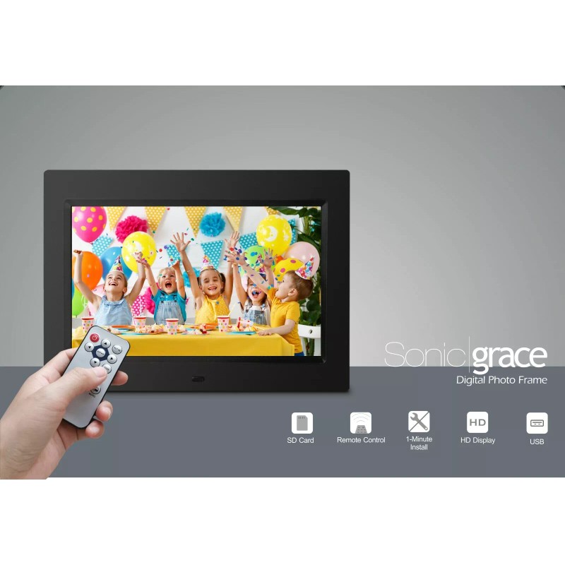 Sonicgrace 10” Digital Photo Frame with Remote Control, 16:9 LCD
