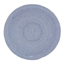 Super Area Rugs Tri-Color Cotton Farmhouse Braided Rug - Buffalo Check Blue,White,Gray 4' Round Circle