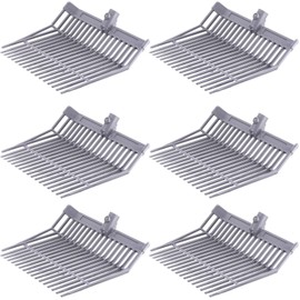 Lasnten 6 Pcs Manure Fork Head Bulk 18 Tines Pitch Fork Replacement Head with Screws and Nuts Durable Stable ABS Plastic for Horse Stall Picking up Manure
