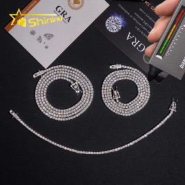 USA Warehouse Local Stock Hot Selling 925 Silver Gold Plated Hip Hop Iced Out GRA Moissanite Diamond Sparkling Tennis ChainColor: Silver, Length: 4mm 6.5inches