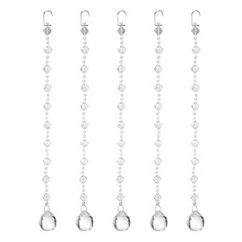 QUARKZMAN Pack of 5 Acrylic Crystal Garlands, Clear Crystal Beads Garlands, Chandelier Crystals Replacement Beads String Hanging for Wedding Decoration, DIY Craft Jewellery (0.3 m / 0.98 ft)