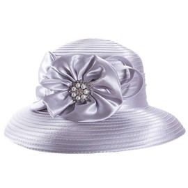 Lawliet Women Satin Ribbon Dress Church Couture Bridal Wedding Occasion Hat A585 (Gray)