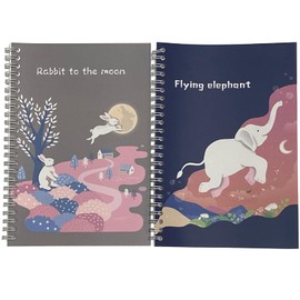 Cicogna C02451 Sticker Notebook, Set of 2, 3, A5, B5, Paste, Removable, Cute, Sticker, Mount, Melhen, Sheet Binder, Notebook, Storage File, Picura, Adult Girls (Set of 2 (B5))