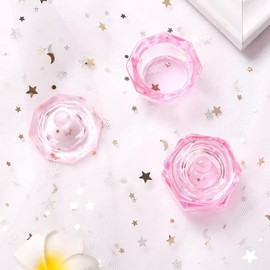 Enyolidimk 2 Pcs Glass Nail Art Cups Nail Dipping Jars Nail Dappen Dishes Bowls Nail Powder Holders Nail Liquid Containers with Lid Nail Salon Supplies Hexagon Nail Polish Nail Art and Polish