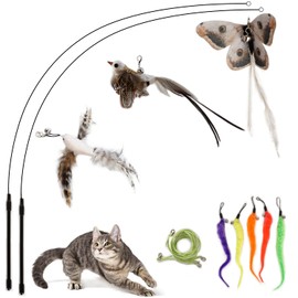 FUPUSUN Update 2023 10 PCS Cat Feather Toys, Cat Wand, Bird&Butterfly Toys, Cat Wand Toys for Indoor Cats, Kitten