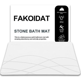 Fakoidat 2 x Elegant Earth Bath Stone Mat (White 23.5 X 15.5 X 0.4in) - Buy more & save!