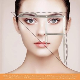 CYSFETENA Eyebrow Measuring Ruler, Foldable Stainless Steel Eyebrow Ruler with Golden Ratio for Precise Eyebrow Measurement, Ideal for Eyebrow Tattoo, Microblading Permanent Makeup