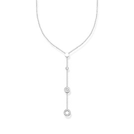 Thomas Sabo KE1879-051-14-L45v Women's Necklace Circles with White Stones 925 Sterling Silver in Trendy Y-Shape Length 45 cm, Sterling Silver, Cubic Zirconia