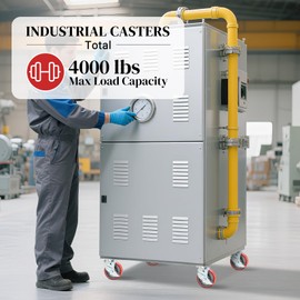 W B D WEIBIDA Heavy Duty Casters Set of 4, 5 Inch Industrial Locking Caster Wheels with 4000 LBS, No Noise Polyurethane Wheel on Steel Hub Swivel Plate Caster for Tool Cart, Workbench(4 Brake)