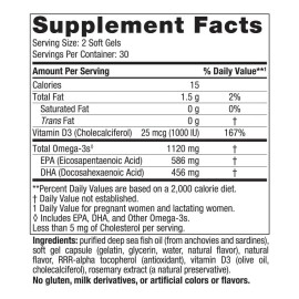 Nordic Naturals Omega-3 posnatal, 60 cápsulas Sabor Limón