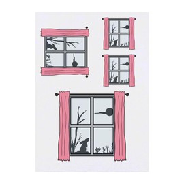 4 x 'Moon Gazing Hare Through Window' Temporary Tattoos - Water Resistant, Skin-Safe, Non-Toxic Transfers, Mixed Sizes (TO00082198)