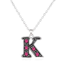 Kjiasiw Initial Necklaces for Women A-Z Pendant Necklace Silver Plated Cubic Zirconia Jewelry Necklace (K)