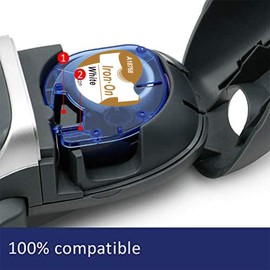 MarkField 12 mm x 2 m Iron on Fabric Label Tape Compatible with Dymo Letratag Clothing Labels, Iron-On Labels, Black on White Fabric Labels, Compatible with Dymo LetraTag LT-100H LT-100T QX50