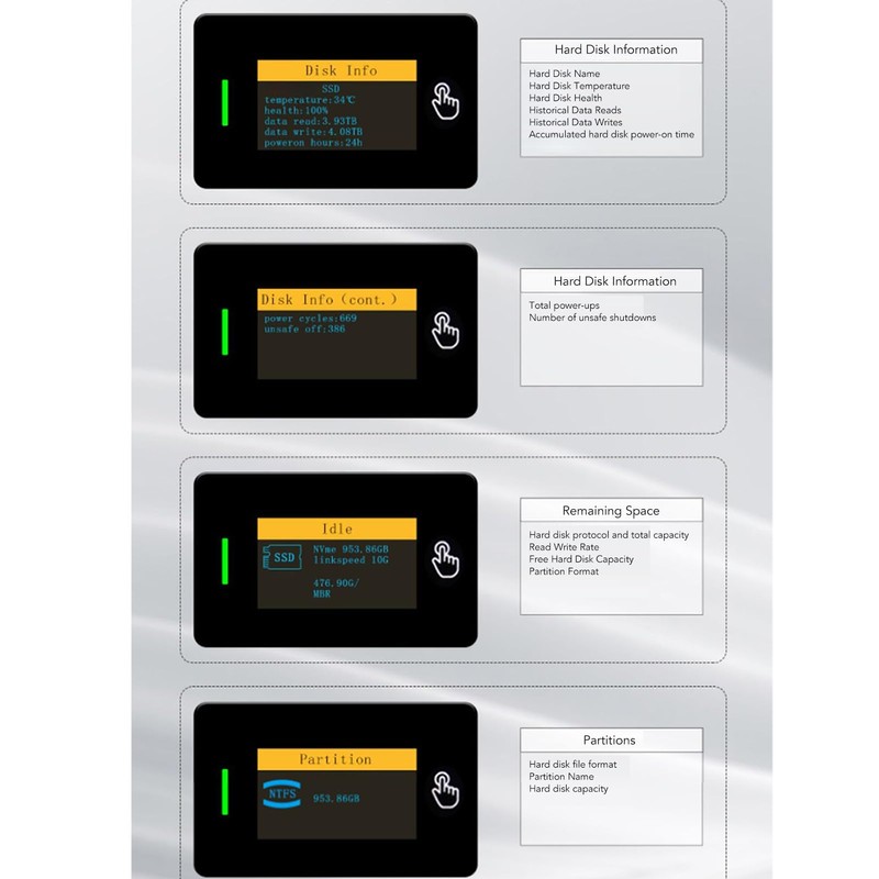 NVMe SSD Enclosure USB3.2 GEN2, 10Gbp/s, RTL9210B Main Control Chip,