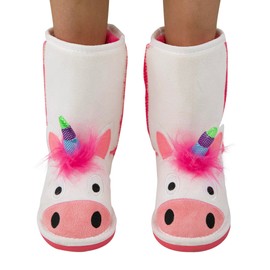 Lazy One Animal Slipper Boots for Kids, Cozy Children's Slippers (Unicorn, Small)