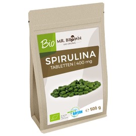 500 g Organic Spirulina Tablets, 400 mg Pellets, Organic Algae without Additives, Vegan