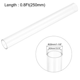QUARKZMAN Rigid Round Clear Tube 24mm (15/16") ID x 28mm (1 1/8") OD x 0.8 Feet (250mm) Length Plastic Pipe