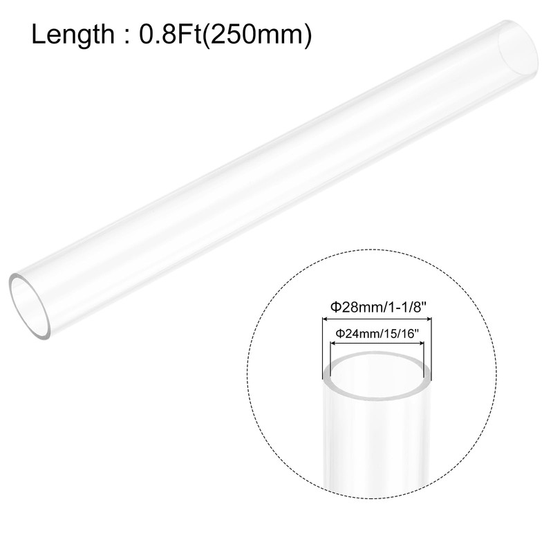 QUARKZMAN Rigid Round Clear Tube 24mm (15/16") ID x 28mm