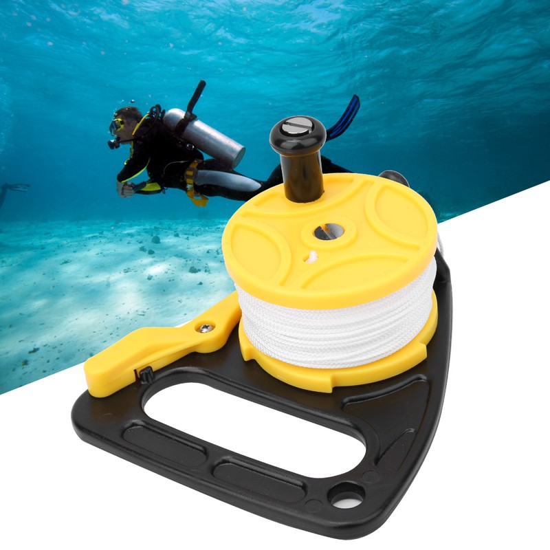 46m Plastic White Wire Diving Spool Reel Thumb Stopper Survival