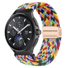 KoGiio For 22 mm 20 mm braided bracelet for 22 mm, men's and women's replacement watch strap, magnetic replacement straps compatible with 22 mm - rainbow colours