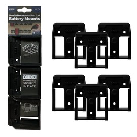 StealthMounts Battery Mounts for Bosch 18v | Cordless Battery Holders for Bosch 18v Power Tools | 6 Pack | Black Battery Organiser for Bosch Prodessional
