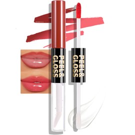Wugbc Lip Stain Peel Off Lip Oil 2 in 1 Combo Set, Red Long Lasting Tattoo Lip Liner Stain, Transfer-Proof Lip Tint Matte Finish Moisturizing Lip Gloss for Women Daily Makeup, Easy to Use Quickly