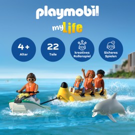PLAYMOBIL, Vacation on The Beach, Banana Boat Tour, Toy from 4 Years, Gift for Children, Promotes Creativity and Adventure, Water Fun with Figures and Jet Ski, 71905