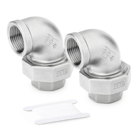 TAISHER 2 pieces 304 stainless steel 90 degree elbow union, 1 inch BSP female x 1 inch BSP female cast pipe fitting