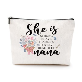 Inspirational Nana Gifts Cosmetic Bag Makeup Bag Positive Grandma Birthday Gifts Mothers Day Retirement Appreciation Gifts for Women Gigi Mimi New Grandma First Time Grandma Christmas Makeup Pouch